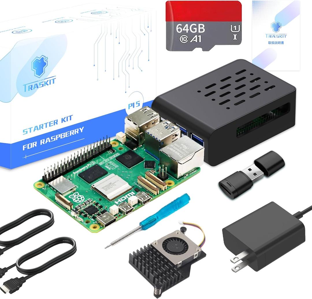 Starter Kit for Raspberry Pi 5 8GB RAM, 64GB SD Card pre-Loaded with 64-bit Pi OS