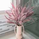 7 PCS Artificial Fall Stem Fake Plants, 26 in Fake Leaves Autumn Greenery Branches Fall Flowers Faux Foliage DIY Stems for Vase Thanksgiving Home Kitchen Office Indoor Centerpiece Table Decoration (Purple)