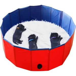 Artilife Foldable Dog Bath Pool - Portable Whelping Box for Puppies (32" Dia.x12" H(80x30cm)) (Red)