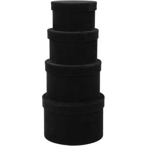 GnFlus Black Gift Boxes with Lids for Presents Set of 4 Round Velvet Nesting Gifts Box for Arrangements Flowers Wedding Birthday Mothers Valentines Day Bridesmaid Christmas Party Anniversary
