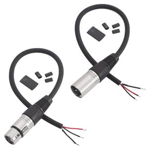 2PCS 1FT XLR Male/Female to Bare Wire Open End Cable, XLR 3PIN Pigtail Replacement Audio Cable with Heat Shrink Tubes for DJ/PA Amplifier Subwoofer Mixer