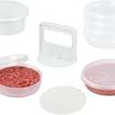 Hamburger Press Patty Maker - 4 in 1, Burger Mold, Patty Press, 10 Storage Containers, 100 Round Papers - Hamburger Patty Maker Tool for BBQ - Burger Shaper for Meat, Veggie Patties