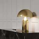 Meefad Mushroom Bedside Lamp, Modern Table Lamp with Heavy Base, Dome Shaped Night Light, Accent Lamp for Bedroom Reading Nightstand (Brass)