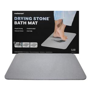Madesmart Stone Bath Mat Diatomaceous Earth Shower Mat Non-Slip Super Absorbent Diatomite Stone Bath Mats for Bathroom Floor Quick Drying Natural Easy to Clean, 24", 16"