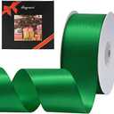 Solid Color Double Faced Green Satin Ribbon 2" X 50 Yards, Ribbons Perfect for Crafts, Wedding Decor, Bow Making, Sewing, Gift Package Wrapping and More