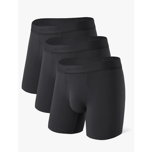 DAVID ARCHY Mens Underwear Boxer Briefs Ultra-Soft Micro Modal Breathable Comfortable with Fly Boxer Briefs for Men 3 Pack Large