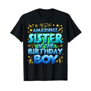 Sister of the Birthday Boy Matching Family Sister Party T-Shirt Youth L