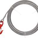 Steel Winch Cable,3/8" x 75' Wire Rope with Swivel Hook,17637 Lbs Breaking Strength,6x19 Strand Core Steel Towing Cable for Tow Truck,Crane,Wrecker