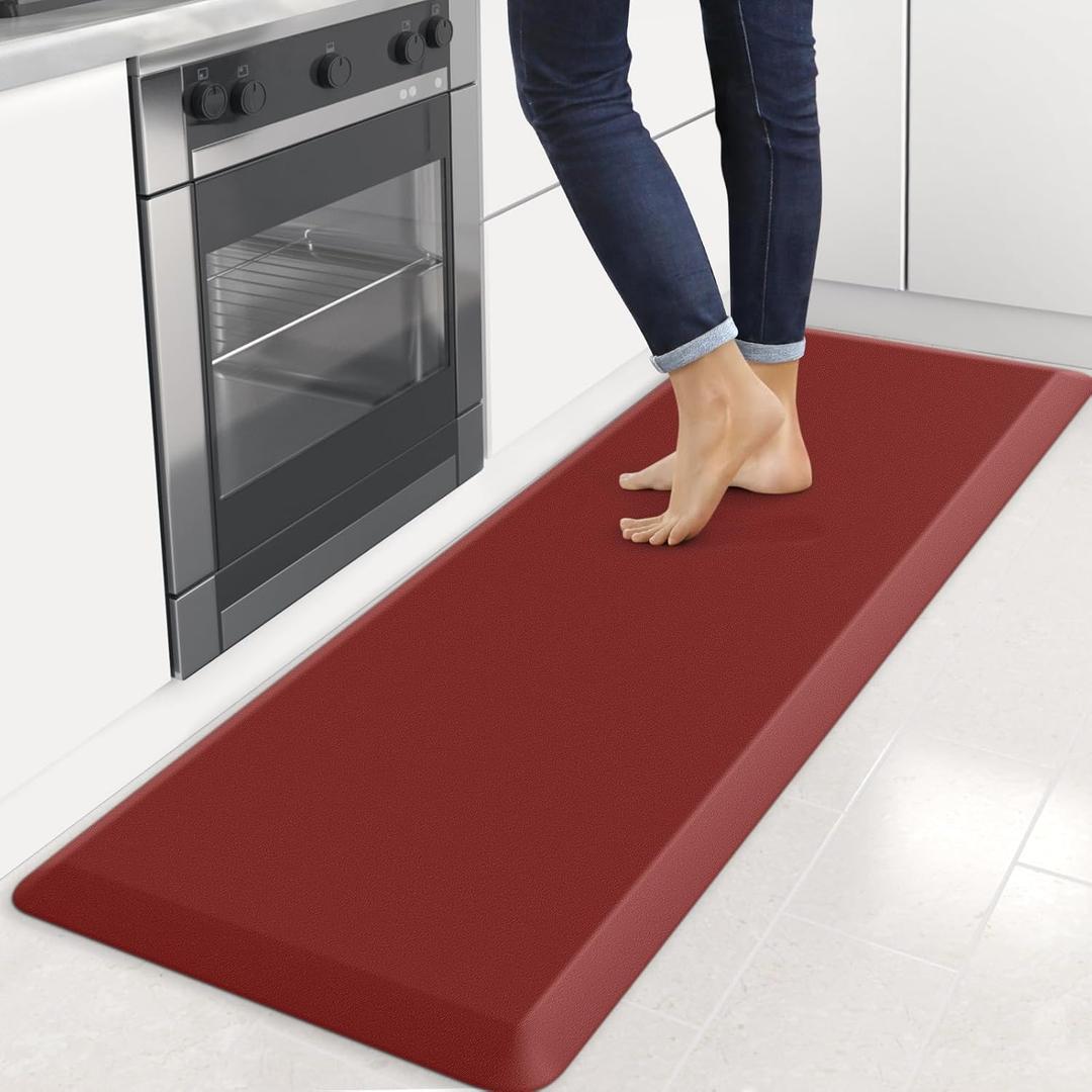 4/5 Inch Thick Kitchen Mats for Floor, StepRite Kitchen Rug for Standing Desk, Non-Slip, Thicker, Stain Resistant, Waterproof, Comfort Anti Fatigue Floor Mat for Home, Kitchen, Office - Red,70 * 24'' 4/5 Inch Thick Kitchen Mats for Floor, StepRite Kitchen Rug for Standing Desk, Non-Slip, Thicker, Stain Resistant, Waterproof, Comfort Anti Fatigue Floor Mat for Home, Kitchen, Office - Red,70 * 24''