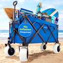 Zeraty Beach Wagon with Big Wheels for Sand, Heavy Duty All Terrain Wagons Carts Foldable with Solid 9" Tires, 300L Oversized Capacity & 330 LBS Load, Beach Cart for Outdoor & Camping, Blue