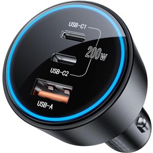 USB C Car Charger Fast Charging 200W, Dual PD 100W Type C Car Charger, PD3.0/QC4.0/PPS Cigarette Lighter Adapter for iPhone 16/15/14/13/12, Galaxy S22/S21 Ultra, MacBook, Laptop etc
