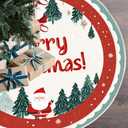 Christmas Tree Skirt 47.2 Inch Blue Green Round Santa and Pine Forest Pattern Merry Christmas Design Holiday Decoration for Xmas Tree Skirt Home Living Room Decor (Colorful889)