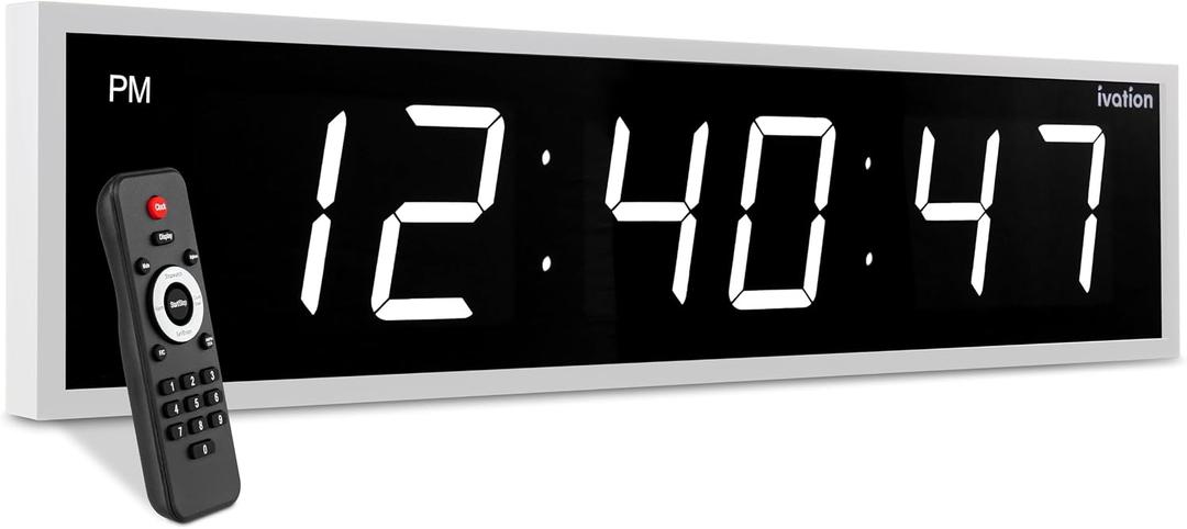 Ivation Oversized Digital Wall Clock with Large LED Display & Timer, 48"