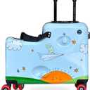 Cegali Itsy Rider 20" Ride-on Suitcase for Kids with Double Spinner Red Wheels (Blue Flyer)