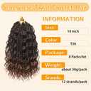 10 Inch 8 Packs Senegalese Twist Crochet Hair with Curls Pre-Looped Boho Goddess Twist Braids for Black Women Bohemian Crochet Braiding Hair Ombre Brown T30#