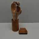 9 Piece Natural Teak Wooden Kitchen Utensil Set with Spoon Rest - Comfort Grip Cooking Spoons and Utensils Holder