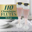 Reli. Champagne Flutes Plastic | 110 Pack | 4.5 oz - Gold Rim Clear | Premium Plastic Champagne Flutes | Party-Perfect for Celebrations