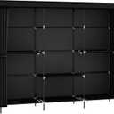 MOGELAFOO 83" Closet Wardrobe, Portable Closet for Bedroom, Freestanding Clothes Rack with Non-Woven Fabric Cover, 5 Hanging Rods, 6 Storage Shelves, Clothes Storage Organizer, Black