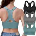 Double Couple Sports Bras for Women Adjustable Medium Impact Racerback Padded Sports Bra for Yoga Gym Fitness Workout Large