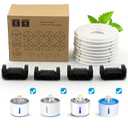 Cat Water Fountain Filter for Wonder-Creature 81 oz/2.4L Round Stainless Steel Top Cat Fountain, 8 Carbon Filters 4 Foam Filters Pack, Cat Fountain Replacement Filters