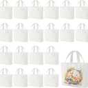 1 | 12 | 24 Pack Small Canvas Tote Bags, Mini Tote Bags Bulk for Women, DIY Blank Reusable Cute Sublimation Tote Bag (White)