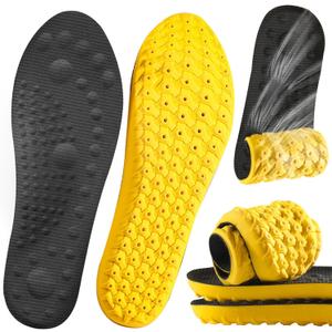 4D Cloud Soles Insoles for Women and Kids,Soft Shock Absorption Massage Sports Shoe Inserts, Arch Support Memory Foam Insole (Black, S Women 8.5)