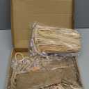 Geyoga 7 Pieces Scarecrow Costume Set Include Raffia Scarecrow Straw Kit Hat for Halloween Harvest Party Accessory (Linen Color)