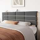 King/Cal King Size Upholstered Headboard, Adjustable Head Boards with LED Light & Charging Station, Bed Headboard Only, Attach Frame, Ideal for Bedroom, Dorm, Guest Room, Dark Grey