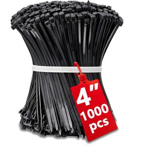 Small Black Zip Ties 4 Inch, 1000pcs Mini Cable Ties Thin Zipties 4 In Tiny Self Locking Plastic Tie Wraps Wire Ties for Cord Management (4in/1000 pack 30 lbs)