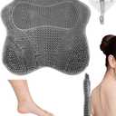 Silicone Shower Foot Scrubber Mat, Exfoliating Foot Brush Pad with Suction Cups, Back Scrubber Wall Mounted