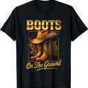 Boots On The Ground Western Style T-Shirt, Black 