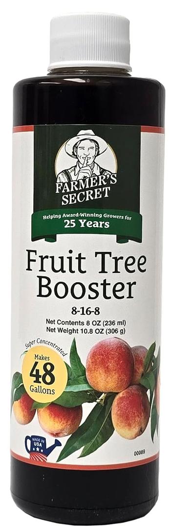 Farmer's Secret Fruit Tree Booster Fertilizer (8oz) - Super Concentrated and Phosphorus Rich - Formulated for All Fruit Trees Including Peach, Banana, and Apple Farmer's Secret Fruit Tree Booster Fertilizer (8oz) - Super Concentrated and Phosphorus Rich - Formulated for All Fruit Trees Including Peach, Banana, and Apple