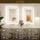 TETOTE 24 x 30 Bathroom Mirror Brushed Gold Metal Frame Frontlit & Backlit Vanity Mirror 3 Colors White/Warm/Natural Stepless Dimmable Anti-Fog Bathroom Mirrors for Vanity Wall-Mounted