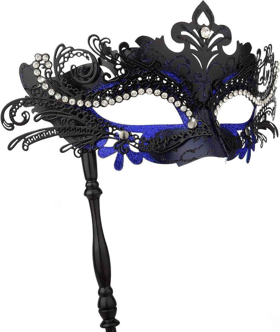 Hoshin Masquerade Mask with Stick, Mardi Gras Deecorations Venetian Masks for Womens