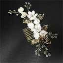 Bride Wedding Hair Comb Pearl Flower Hair Piece Rhinestone Bridal Hair Accessories for Women (White)