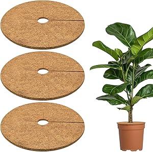 ZeeDix 2 Pcs Coconut Fibers Mulch Ring Tree Protector Mat, 14"Coco Coir Tree Protection, Indoor/Outdoor Plant Cover