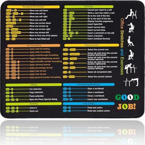 PUGPIU Excel Cheat Sheet Desk Pad, Keyboard Excel Shortcut Desk Mat, Small Mouse Pad, Keyboard Mat for Office Supplies (Small) 3Pcs