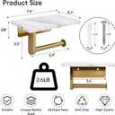 Toilet Paper Holder with Natural Marble Shelf for Bathroom Washroom,Wall Mounted Tissue Holder Suitable for Mega Roll (Brushed Gold, Middle 7.87 * 4.72 in)