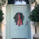 Large Patriotic Ribbon Bow, 4th of July Red White and Blue Bows Clip-On Star Sash Patriotic Wreaths for Front Door Indoor Outdoor Memorial Day Decoration