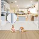 Reinforced 120 Inch Extra Wide Retractable Baby Gates Extra Wide Baby Gates for Large Openings 33 Inch Tall Retractable Dog Gate for The House 10ft Long Dog Gate Indoor Barrier with Reinforced Strips (White)