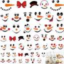 4 x 63pcs Snowman Face Stickers for Crafts Cute Christmas Ornaments Vinyl Snow Man Face Decals Xmas Winter Holiday Stickers for Window Glass Cups Balls Jars Wall Party Supplies Home Decoration(face63)