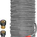 3/8'' Pressure Washer Hose 150 FT, Hot and Cold Water Power Washer Hose Max 248F, 3/8 Quick Connect Commercial Industrial Grade Steel Wire Braided Kink Proof Extension Hose -4800 PSI