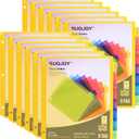 SUQJOY 8-Tab Dividers for 3 ring binder, 96 Count Binder Dividers with Pockets, Subject Dividers, 3-Hole Plastics Sheets Protectors for US Letter Size in 0.5", 1",2" Binders, Vibrant 8 Color, 12 Packs