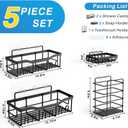 Adhesive Shower Caddy, 5 Pack Rustproof Stainless Steel Bath Organizers With Large Capacity, No Drilling Shelves for Bathroom Storage & Home Decor