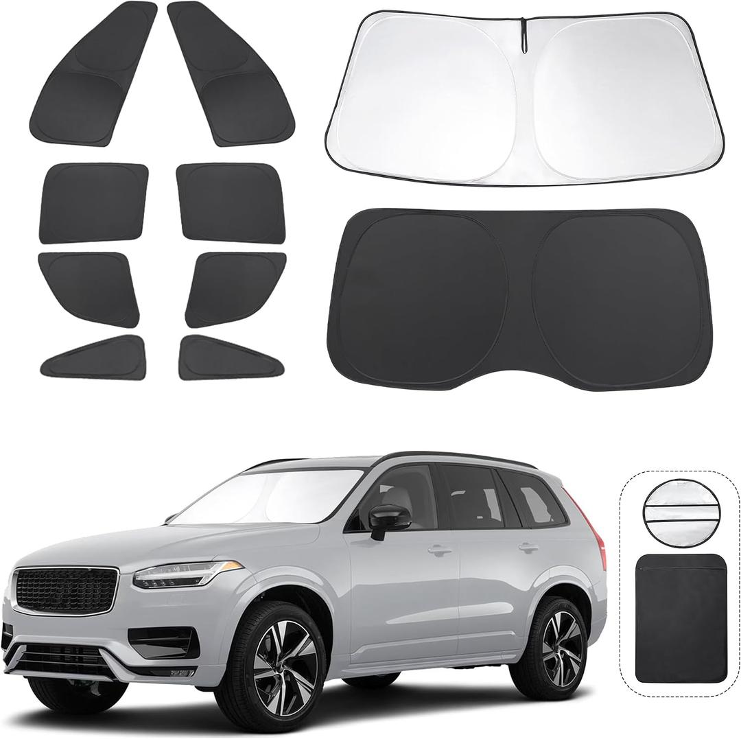 TINGLU Window Shades for Volvo XC90 2016-2025 2026 Accessories Car Side Full Windows Rear Triangular Windshield Sun Shade Sun UV Rays & Privacy Protection for Camping,Napping,and Relaxing 10PCS