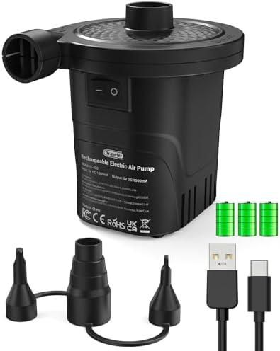 Dr.meter Air Pump for Inflatables, Rechargeable 4000mAh Battery Air Mattress Pump - Portable Quick-Fill Inflator Deflator for Outdoor Camping Inflatable Pool Float Boat Raft Yoga Ball Swim Ring Airbed