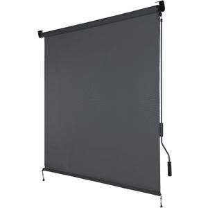 Aoodor 5% Openness Cordless Solar Fabric Roller Shade, 6'W x 8'H Sun Shade for Outdoor Gazebo Pergola Porch Use, 95% UV Protection Blinds, Dark Grey