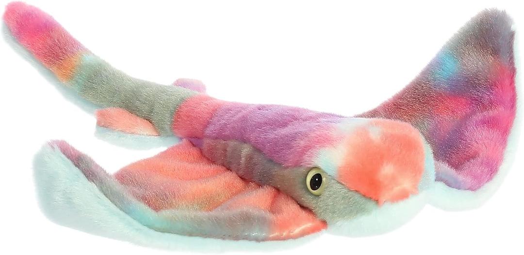 Aurora Adorable Mini Flopsie Sting Ray Stuffed Animal - Mini Companions Ready for Playful Adventures - for Kids All Ages, Toddlers, Adults, and Families - Rainbow 10.5 Inches