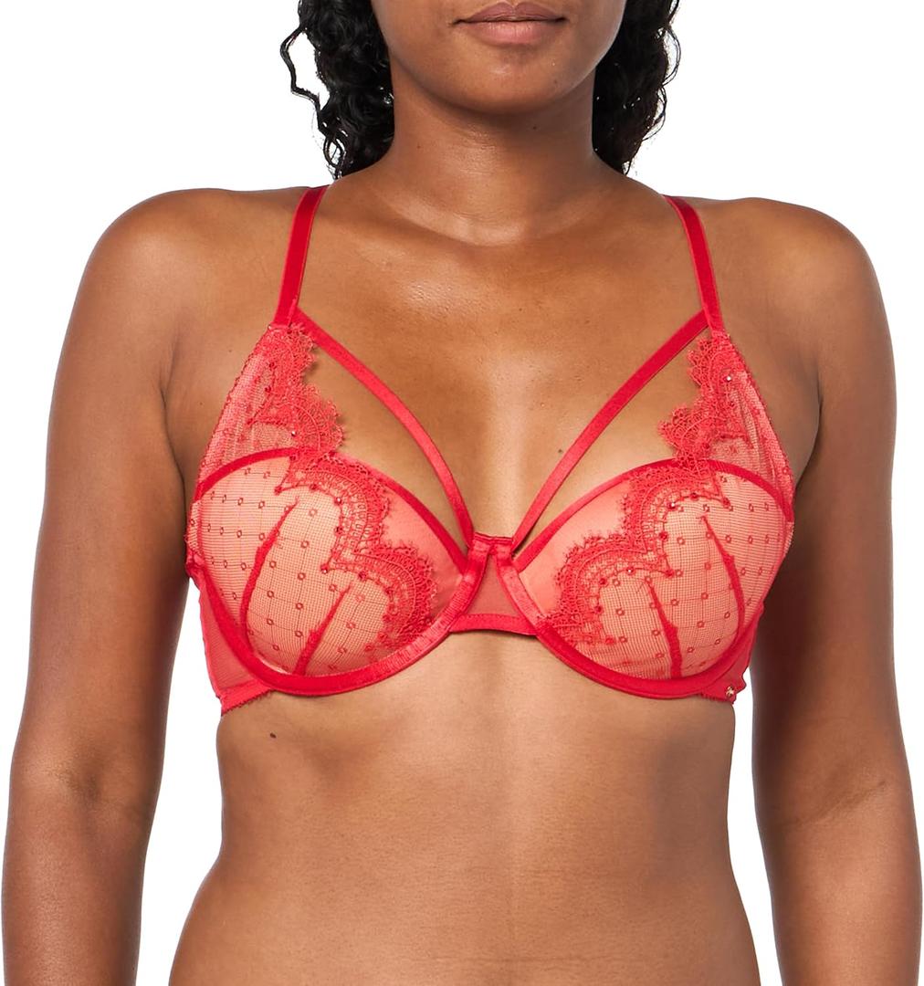 Gossard Women's VIP Audacious Half Padded Plunge Bra (Red)