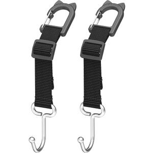 Purse Hook for Car, Adjustable Headrest Hooks for Car with Carabiner, 100 LBS Heavy Duty Metal Car Seat Hooks for Purses and Bags, Easy Install Car Bag Hooks (2 Pack)